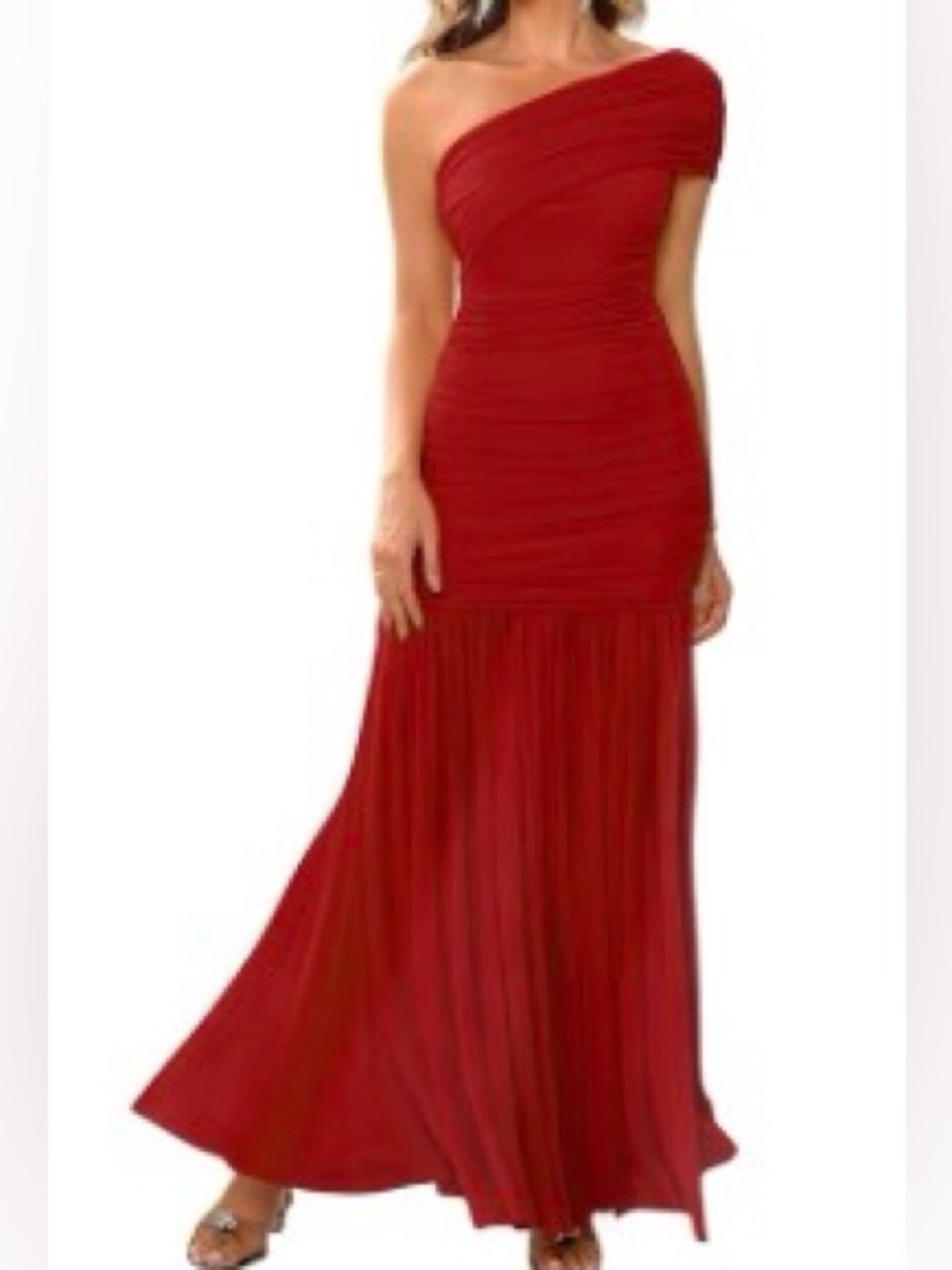LAGSHIAN Elegant Formal Long Dress One Shoulder Sleeveless Ruched, size M - Picture 2 of 6